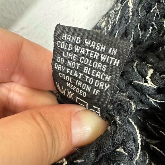 BCBGMAXAZRIA Hooded Cardigan Sweater Black Size M Chunky Open Knit Edgy Artsy - Picture 9 of 9